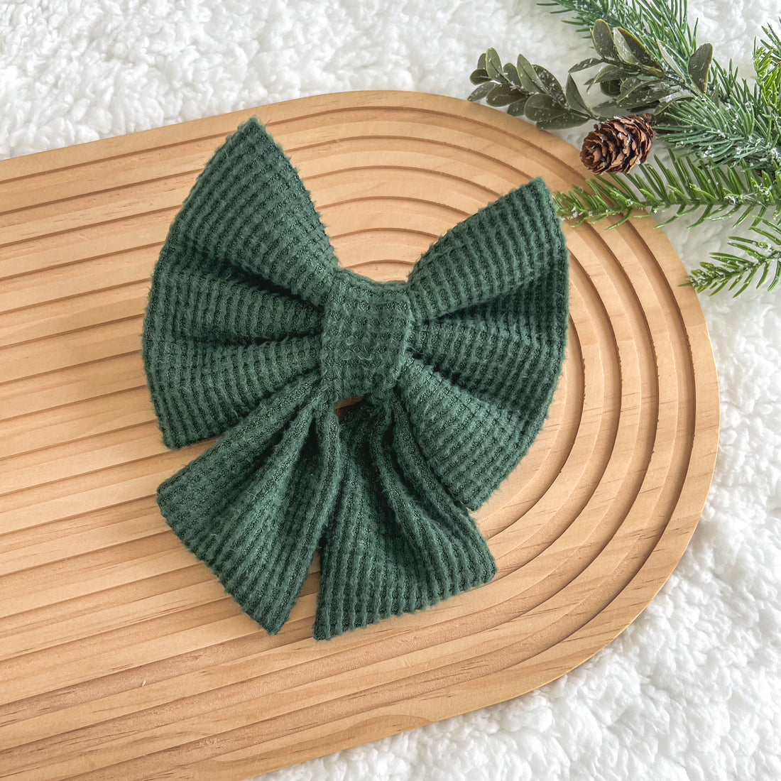 Green Waffle Sailor Bow