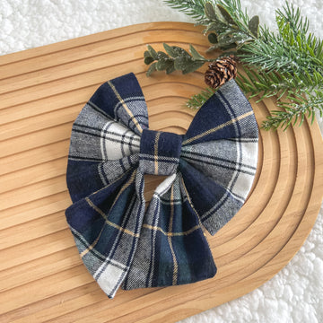 Midnight Evergreen Flannel Sailor Bow