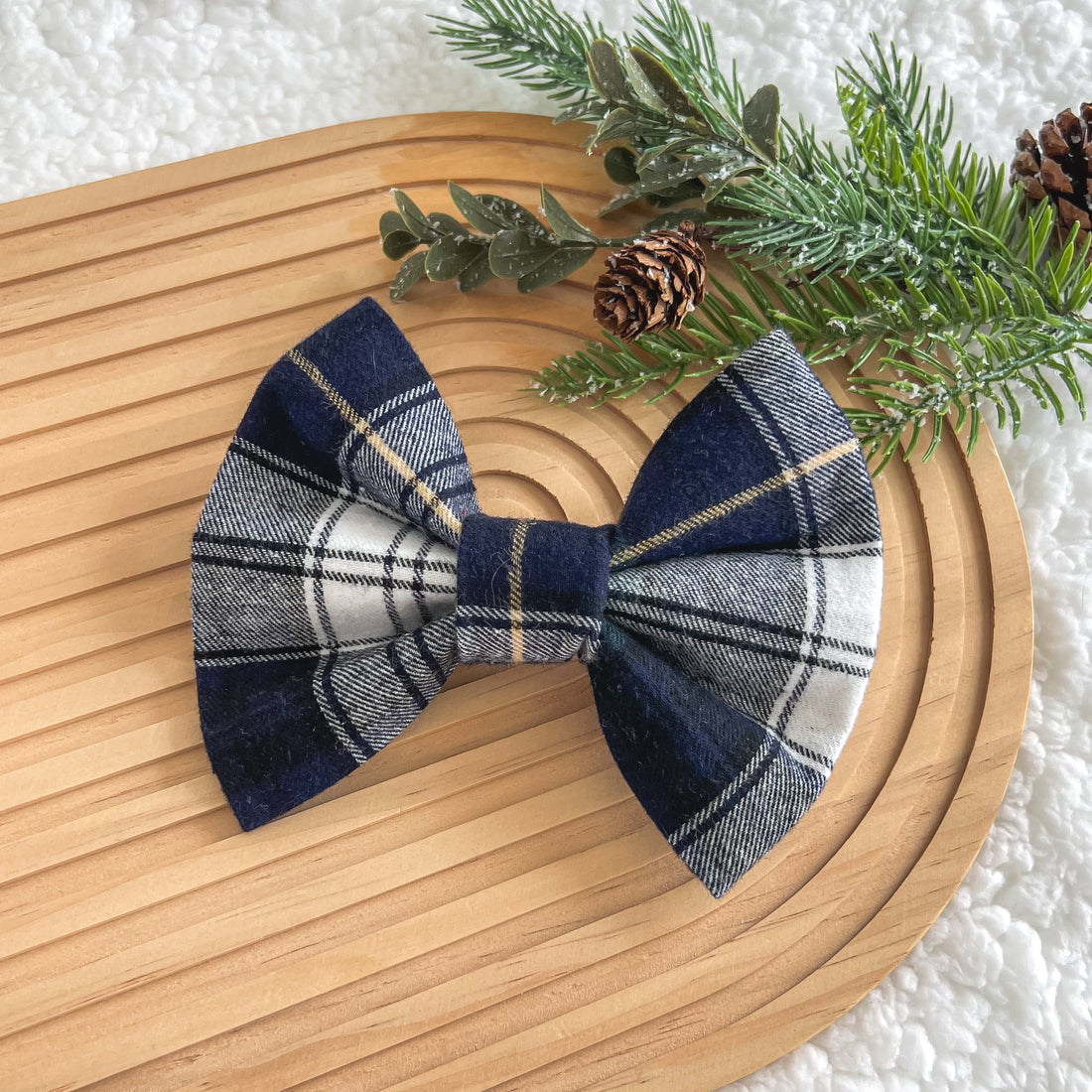 Midnight Evergreen Flannel Bow Tie