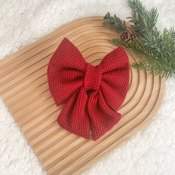 Red Waffle Sailor Bow