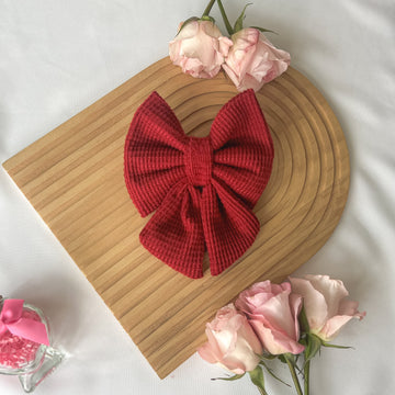 Red Waffle Sailor Bow