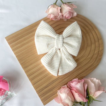 Ivory Waffle Sailor Bow